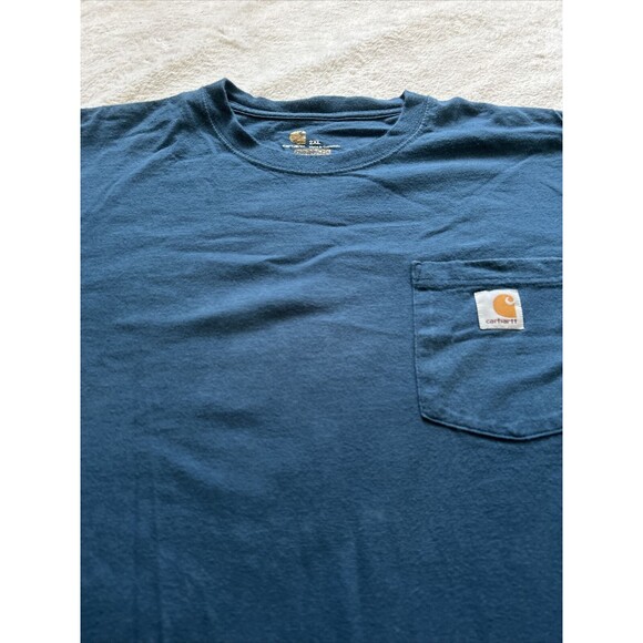 Carhartt T-Shirt Men's 2XL Tall Short Sleeve Pocket Logo Workwear Blue K87 984 - Picture 2 of 6